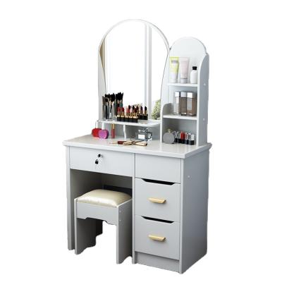 China Floral Bedroom (Other) Adjustable White Vanity Desk Makeup Dressing Table With Mirror And Stool for sale