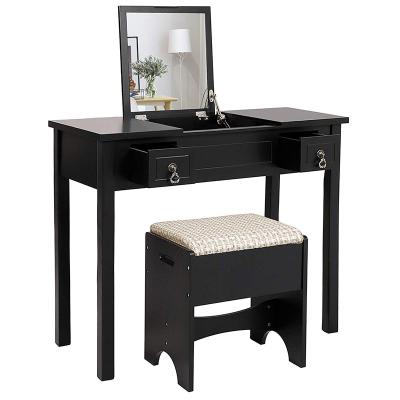 China (Other) Adjustable Vanity Set With Flip Top Mirror Makeup Dressing Table Desk With 2 Drawers for sale