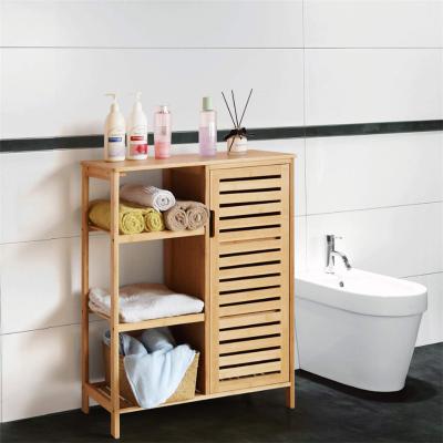 China Luxury Bathroom Rustic Bamboo Storage Cabinet Furniture Shelves Storage Organizer Cabinet Shelf for sale