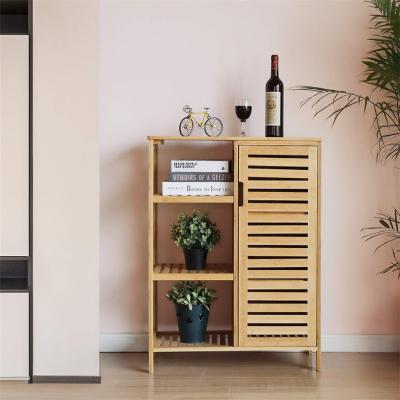 China Free Standing Storage Rustic Bathroom Vanity Cabinet for Bathroom Cabinets with Doors and 3 Side Shelves for sale