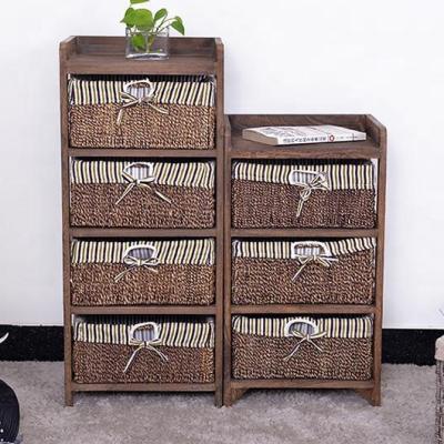 China (Other) adjustable natural wood sideboard with four storage wicker drawers for home furniture for sale