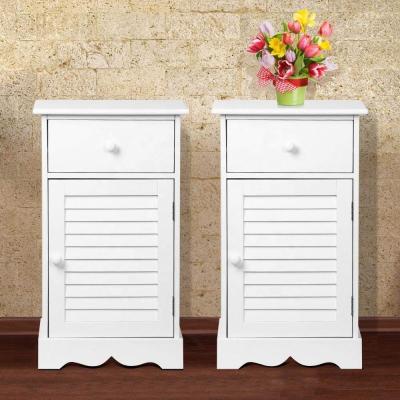 China Painting Set 2 Nightstands Wooden Storage Drawer Closet Bedside Table Cabinets for sale