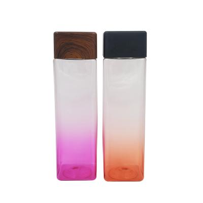 China 750ML Promotion Viable Gift Clear Frosted Plastic Square Water Bottle Clear Water Bottle for sale