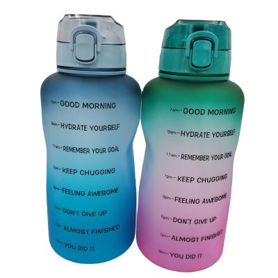 China 1 Gallon BPA Free Sustainable ECO-FRIENDLY Sports Gym Black Plastic Water Bottle With Motivational Time Marker for sale