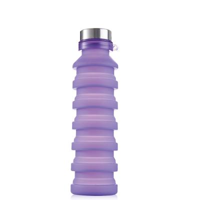 China New Hot Sustainable High Quality Durable Classic Push Button Portable Collapsible Water Bottle 700ml Silicone for sale