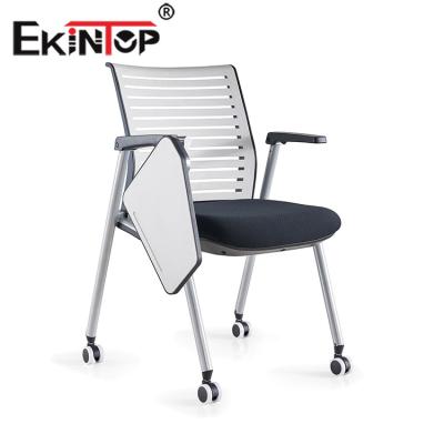 China Ekintop New Design Collapsible Modern Folding Conference Chair With Tablet Arm for sale