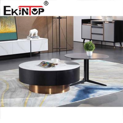 China Free Sample New Design Extendable Coffee Table Modern Ekintop Round Coffee Table Gold for sale