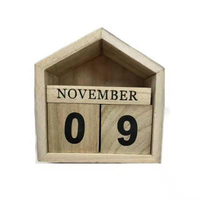 China 2021vintage desk calendar perpetual calendar photo shooting handmade digital wooden props personalized home for sale