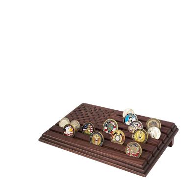 China Europe 6 Tiers Wooden Military Collectible Challenge Coin Holder Display Box, Can Hold 30-36 Coins Natural Solid Wood for sale