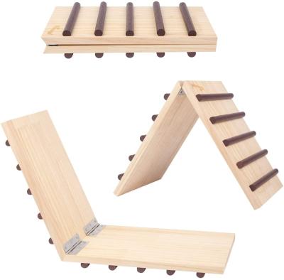 China Sustainable wooden cage bridge for rabbit guinea pigs and natural chinchilla hamster toys bridge for small pets for sale