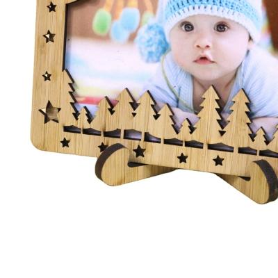 China Wooden Newborn Bamboo Photo Frame Baby Decoration Family Photo Frame Europe Cartoon Customizable Home Decoration for sale