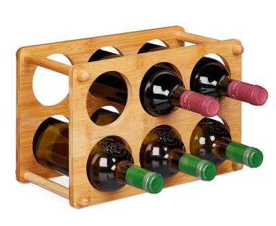 China The other wine rack made of bamboo, can store 6 bottles, suitable for kitchen, basement, living room for sale