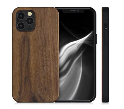 China Shockproof Hardwood Phone Case With Soft TPU Cushion-Dark Brown for sale