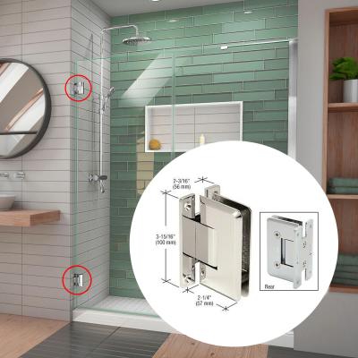 China Long Life 90 Degree Frameless Brass Pivot Glass Screen Door Shower Hinges for Shower Cabins for sale