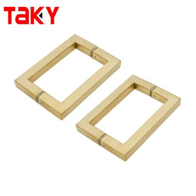 China Modern Stainless Steel Shower Door Handle with Square Gold Color Glass Door Pull Handle for sale