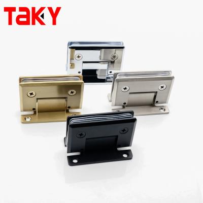 China Frameless Glass Door Hinge PSS/SSS/MB Afwerking 90 graden Solid Brass voor douche deur Te koop