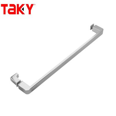 China 12mm Glass Thickness Stainless Steel Rectangular Tube Bar Glass Door Straight Single Sided Pull Handle for sale