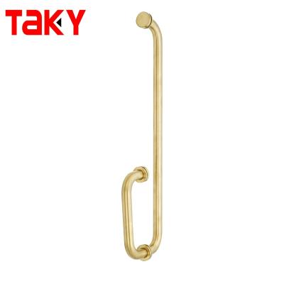 China Hotel Bathroom Glass Door Handle Golden Door Pull Handle for Shower Room Bathroom for sale