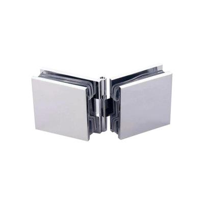 China Polished Finish Brass Glass to Glass Hinge for 8-12mm Glass Retail Displays for sale