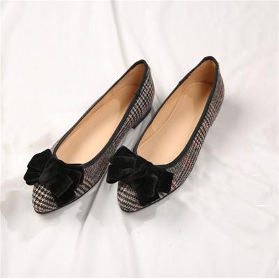 China New Arrivals Flat Lady Shoes Ballet Flats Style Women Matte Black Velvet Bow Design Dress Comfortable Walking Shoes Women Shoes for sale