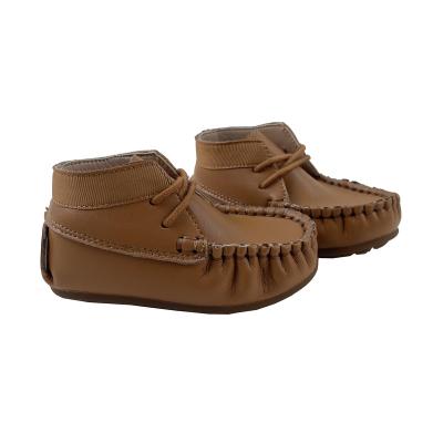 China 2022 new arrival baby flat casual shoes scare leather lace up with ribbon on top babies and boys moccasin loafer baby shoes for sale