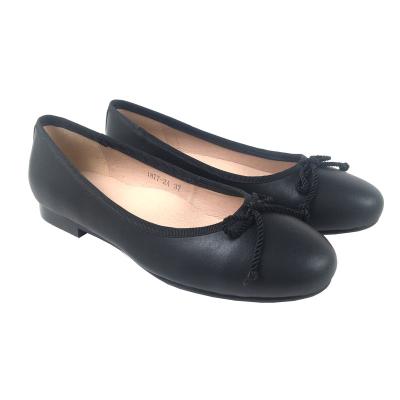 China New Arrivals Flat Women Leather Leather Bow Design Dress Shoes Black Comfortable Lady Shoes Pumps Ballet Flats for sale