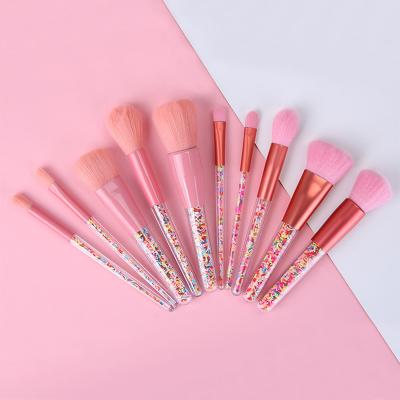 China Wholesale Pink Smudge Brush Private Label Candy Makeup Brush Set Customized Professional Plastic Clear Handle Makeup Brush for sale