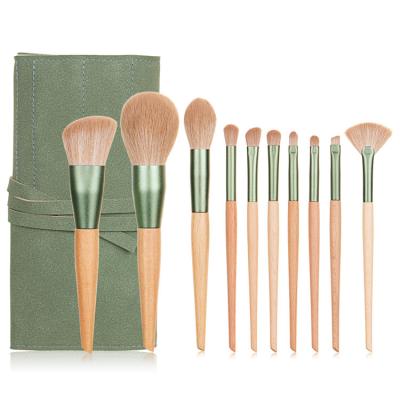 China Wholesale Wooden Smudge Brush Handle Makeup Brush Beautiful Soft Synthetic Hair Makeup Brush Set 10 Pieces Makeup Brush Set With Bag for sale