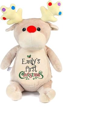 China Eco - Friendly Christmas Gift Custom Plush Stuffed Toy Reindeer With Embroidered for sale