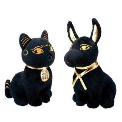 China Egyptian Black Gold Plush Cat Anubis Plush Toy for sale