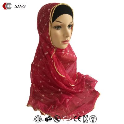 China Popular red sari muslim bandana for turban custom arabic muslim hijab hood women islamic head scarf hijab hat for sale