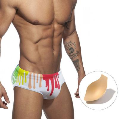 China New OEM Manufacturer Swimwear Men Printed Plus Size Shorts Swim Trunk Briefs Swimming Sexy Cheap Mens Swim Briefs for sale