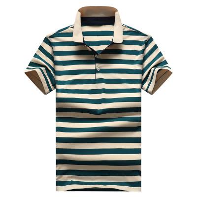 China new summer Anti-wrinkle turn down the collar polo shirt stripe golf polo shirt short sleeve T-shirt for sale