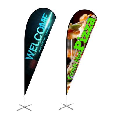 China Custom Hotel and Resort Beach Flag Flying Teardrop Promotional Flags with Cross Base for sale