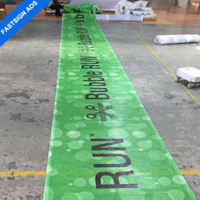 China Outdoor Advertising Display FASTSIGN Hot Sale Repeat Logo Printed Banner Wind Vs Outdoor Event PVC Coated Vinyl Mesh Banner for sale