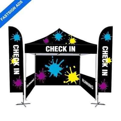 China Outdoor Advertising Display FASTSIGN 600D Oxford Cloth Aluminum Frame Folding Full Color Printed Portable Sports Event Tent for sale