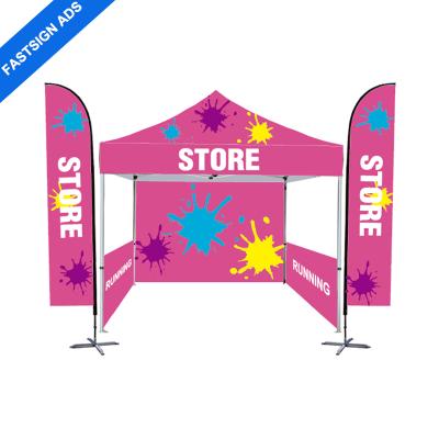 China Outdoor Advertising Display FASTSIGN Polyester 600D Frame Trade Show Tent Promotion Expo Canopy Custom Printing Aluminum Display Tent for sale