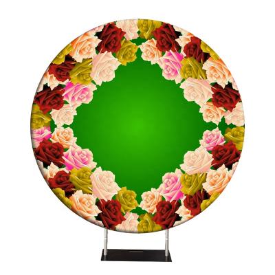 China 200G Tension Fabric FASTSIGN Tension Cloth Media Wall Rack Display Round Backdrop Banner For Wedding for sale