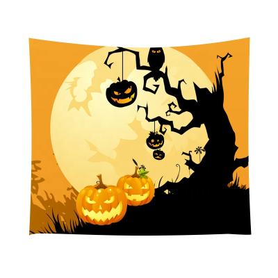 China Minimalist Halloween Tapestry Pumpkin Pattern Ghost Cloth Blanket Wall Hanging Tapestries For Home Decoration for sale