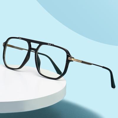 China For Wholesale Custom Double Bridge Polygon Computer Glass Logo High Quality Luxury Eyewear Blue Light Blocking Glasses for sale