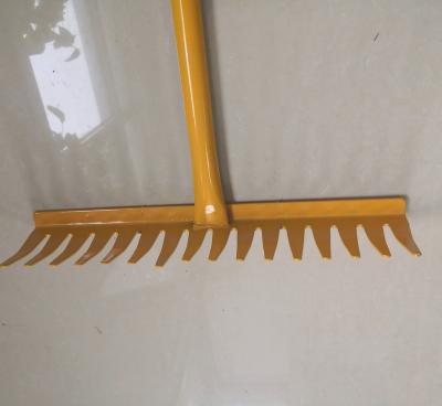 China Yellow Garden Rake 16tine Garden Rake With Steel Handle For South Africa for sale