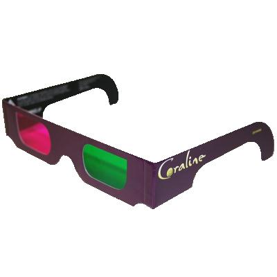 China 3D Movie / 3D Games Watching Paper Magenta / Green 3d Glasses With Custom Designated Logo Printing Whole Sale for sale