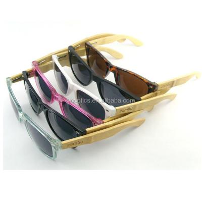 China Fashion hot sale promotional bamboo sunglasses plastic frame with temples bamboo sunglasses wholesale for sale