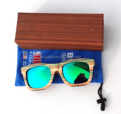 China Fashion sunglasses 2021 handmade colorful skateboard bamboo sunglasses, UV400% production for sale