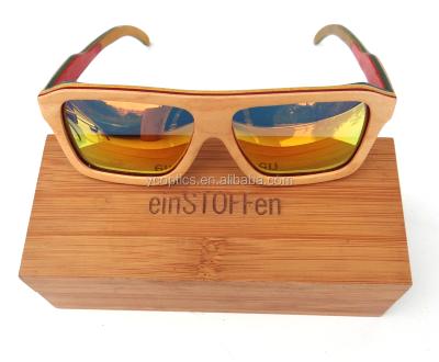 China New Style Sunglasses Fashion Big Frame Multicolor Wood Skateboard Sunglasses Custom Logo Engraved for sale