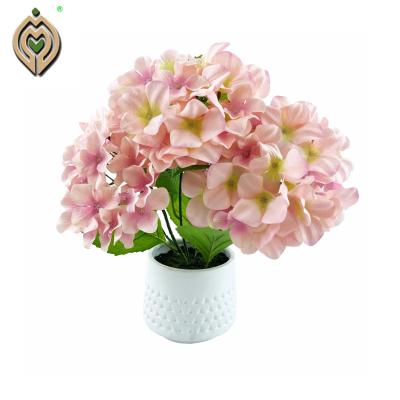 China Garden Indoor Decoration Hydrangea Artificial Flower Natural Touch Simulated Plant Decoration Potted Artificial Wedding Flower for sale