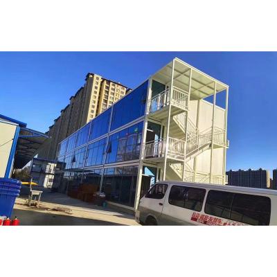 China Modern Easy Assemble Steel Structure 20ft 40ft Double Layer Glass Container Prefab Office Building Prefab House for sale