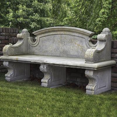 China Traditional Customized Statuary Garden Decoration Polished Natural White Marble Stone Bench With Back for sale