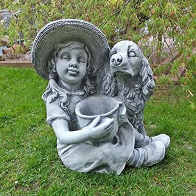 China Modern Customized Modern Style Hand Carved Stone Boy And Girl Garden Decoration Sculpture for sale