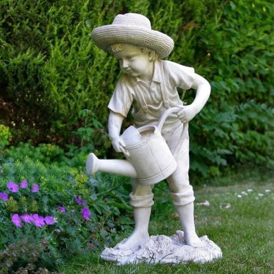 China Customized Modern Style Modern Hand Carved Stone Garden Decoration Boy And Girl Sculpture for sale